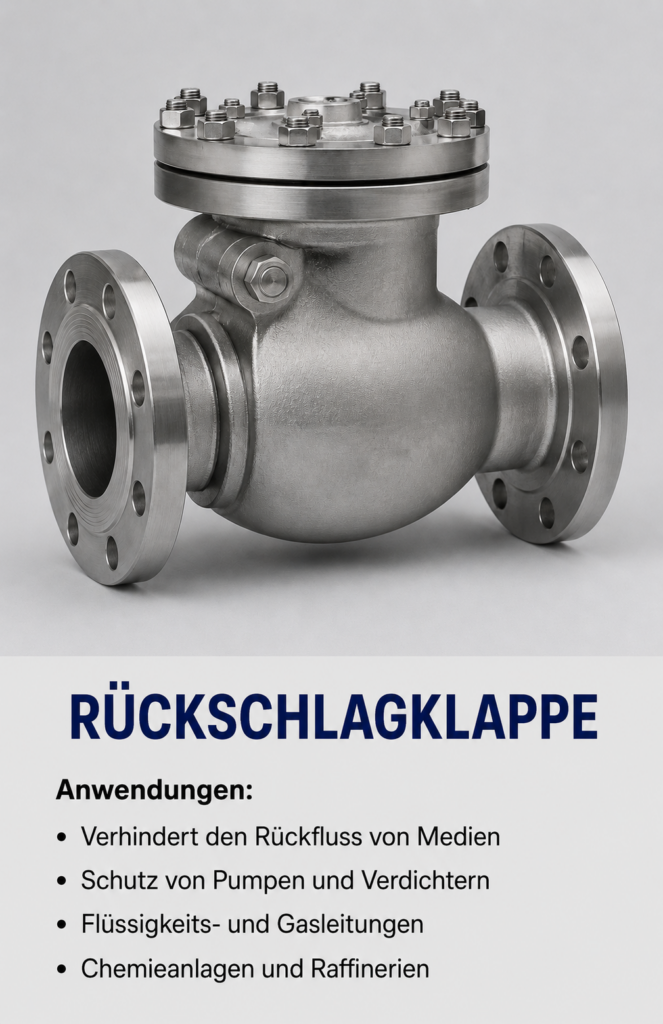 rückschlagklappe mit anwendungshinweisen